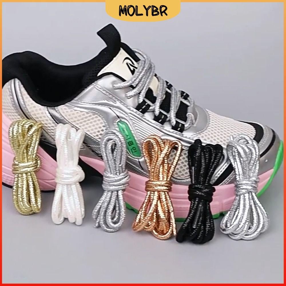 MOLYBR 1 Par De Cadarços De Tênis , Redondos Casuais Perolados Com Brilho Lurex Coloridos Criativos