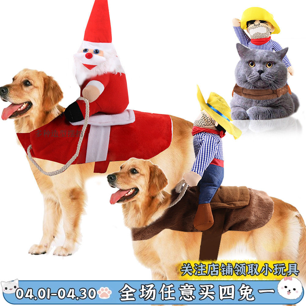Vestido de transformação de cachorro papai noel equitação engraçado férias vestir-se Teddy Bichon cão Golden Retriever r