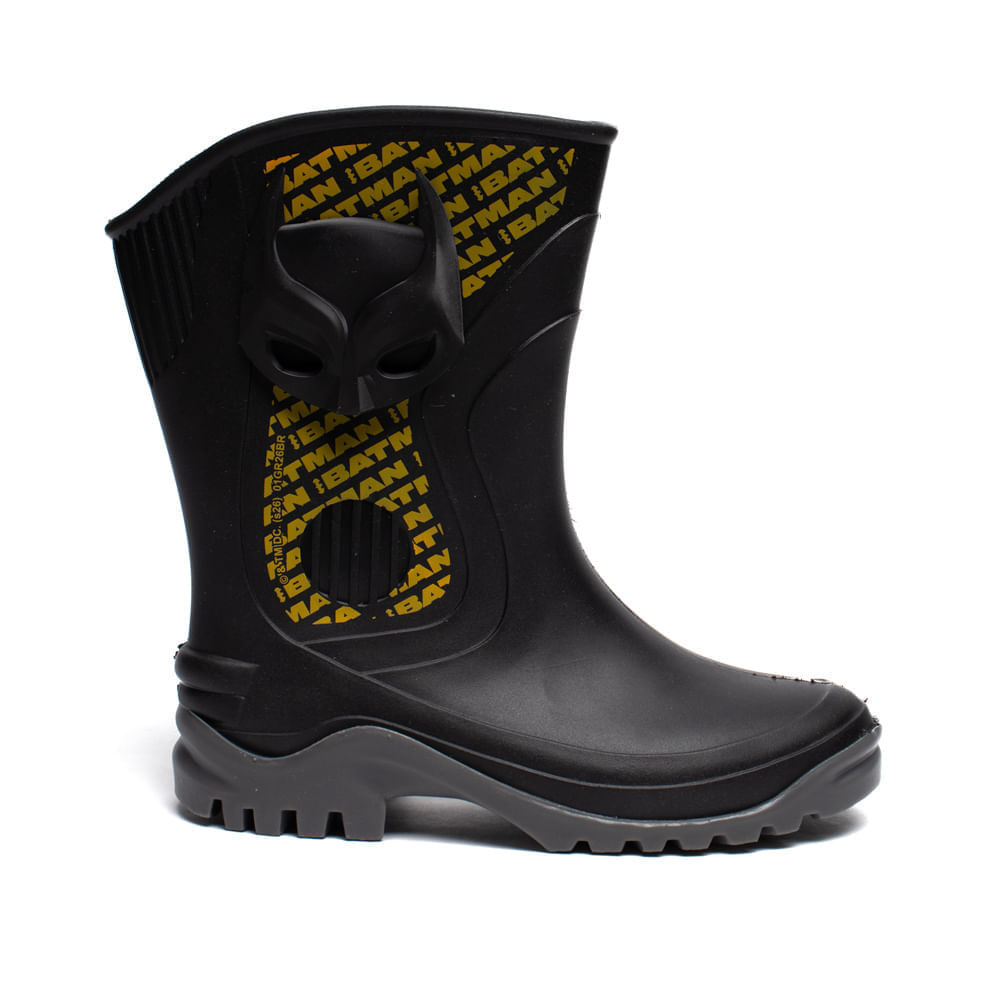Bota Galocha Infantil Grendene Batman Preto Cinza