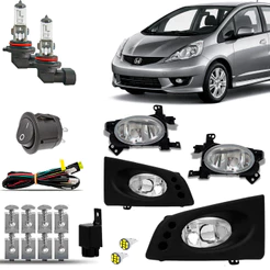 Kit Farol Milha Neblina Auxiliar Farolete Cibie Completo Honda Fit 2009 2010 2011