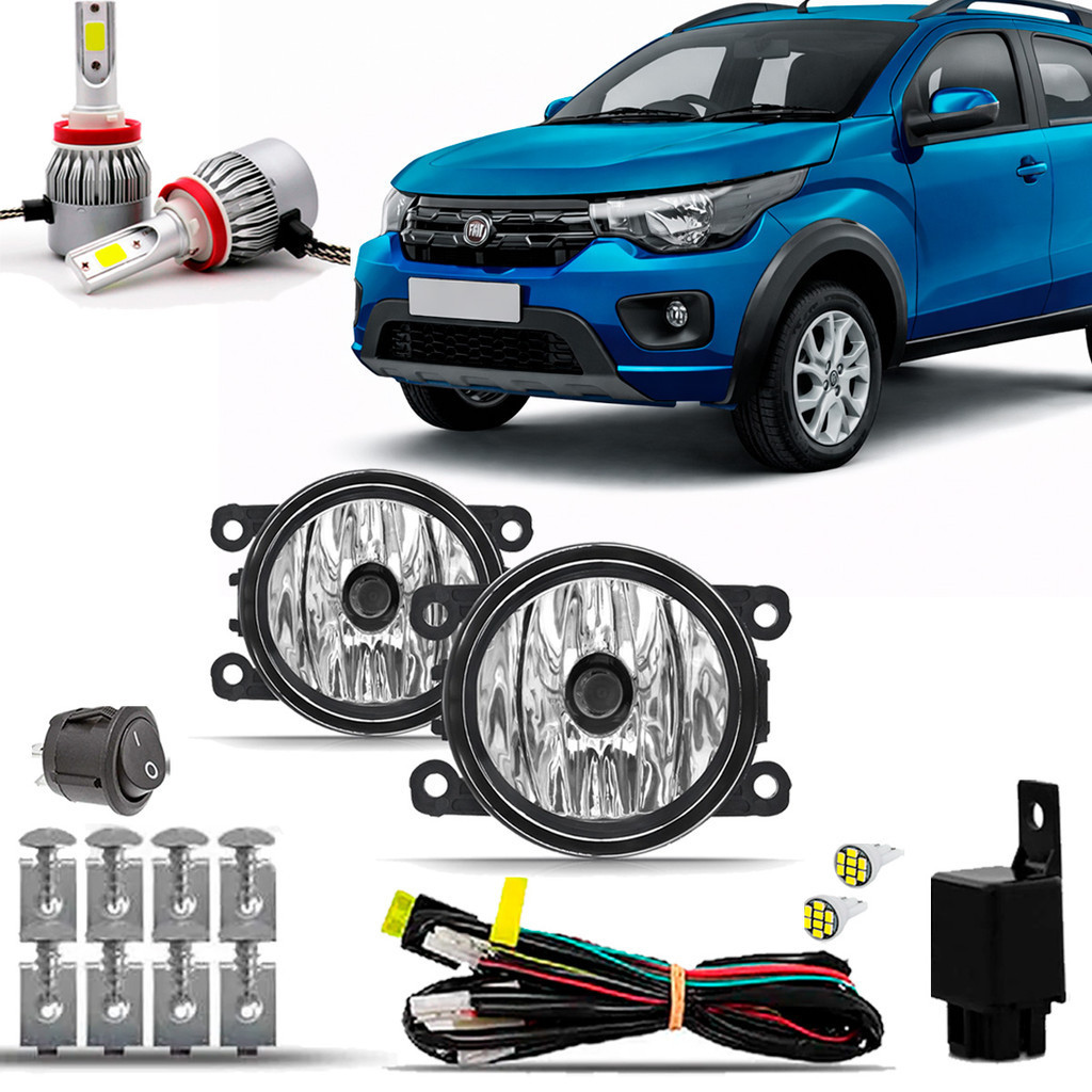 Kit farol de Milha Farolete Cibie Neblina Completo Cibie Completo Mobi 2016 2017 2018 2019 A 21 22 23 24 Super Led 6000K em Oferta na Shopee