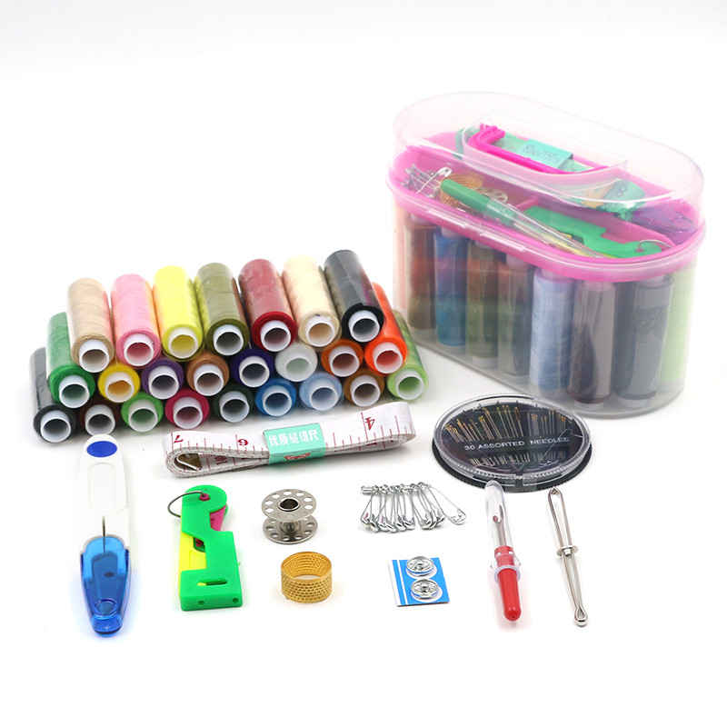 Caixa de costura conjunto doméstico frete grátis kit de costura à mão diy kit de ferramentas de costura portátil tamanho