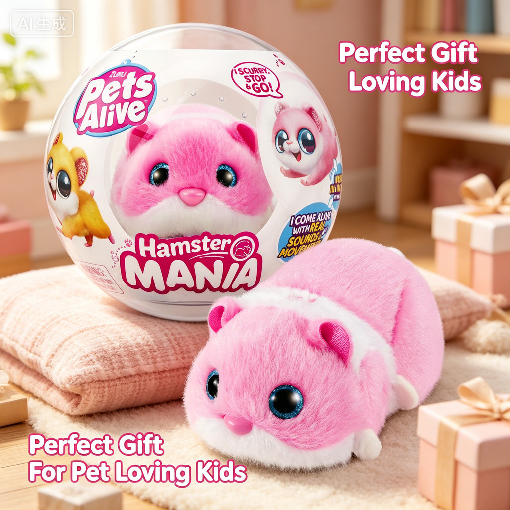 Pets Alive Hamster Mania da Zuru, Brinquedo Interativo Realista para Hamster, Presente para Crianças
