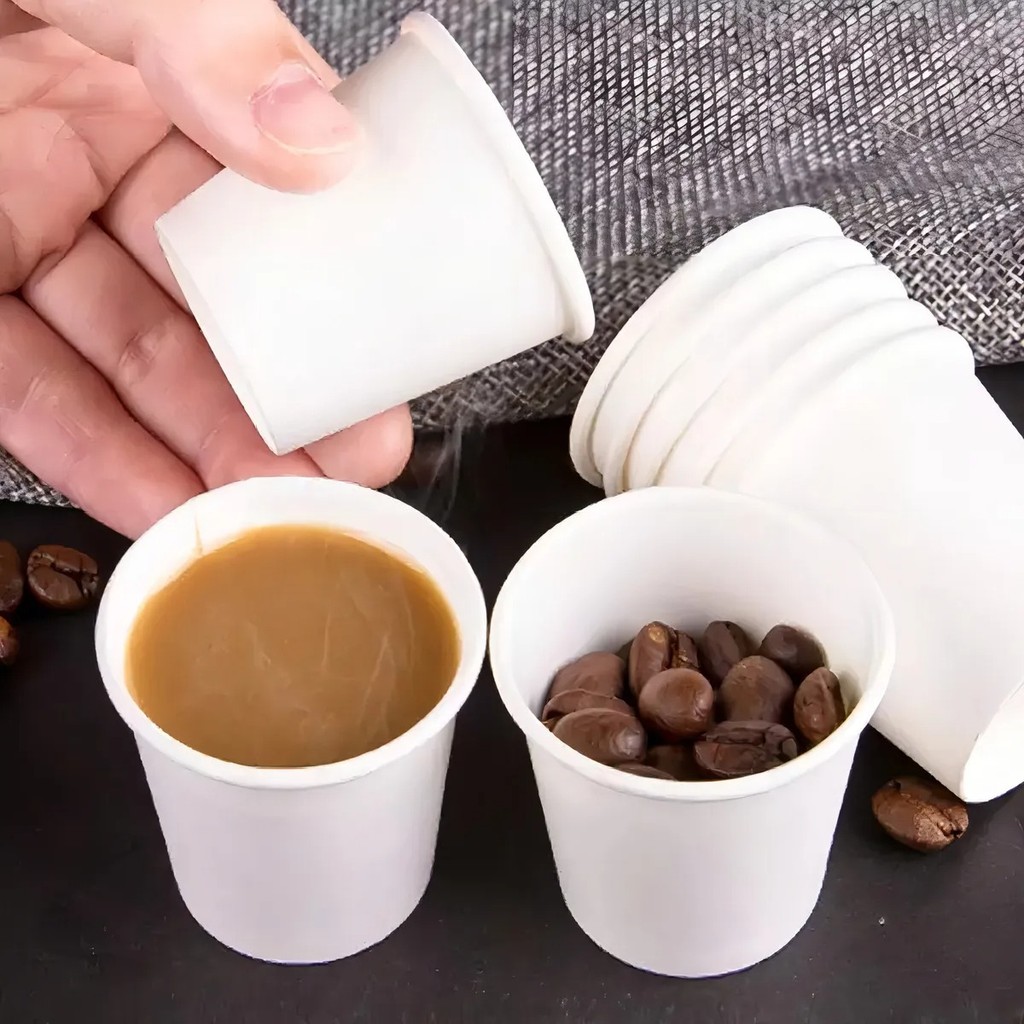 50, 100 ou 200 Copos de Papel Térmico Branco para Café Chá Festas Bebidas Quentes e Geladas em Oferta na Shopee