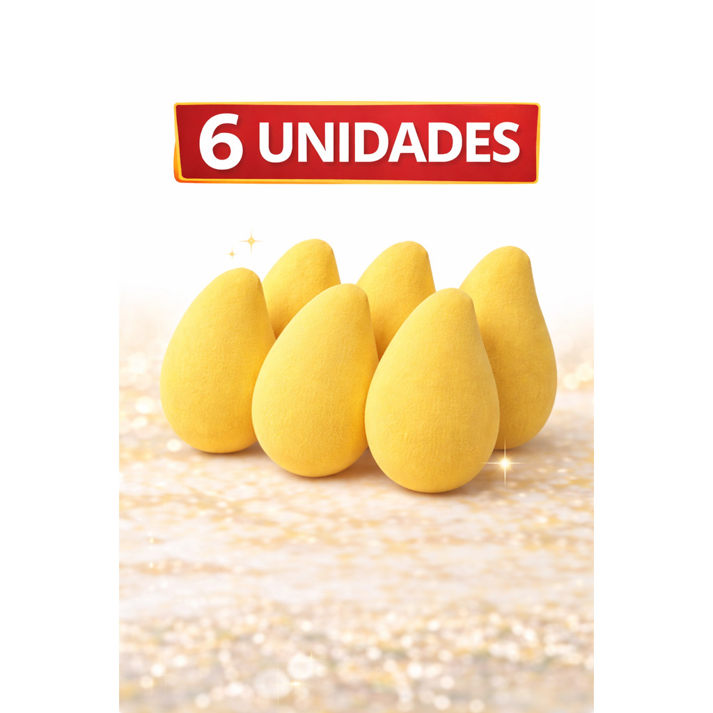 Kit Esponja de Maquiagem Gota 1 3 6 Unidades Amarela – Blender Macia para Base e Corretivo