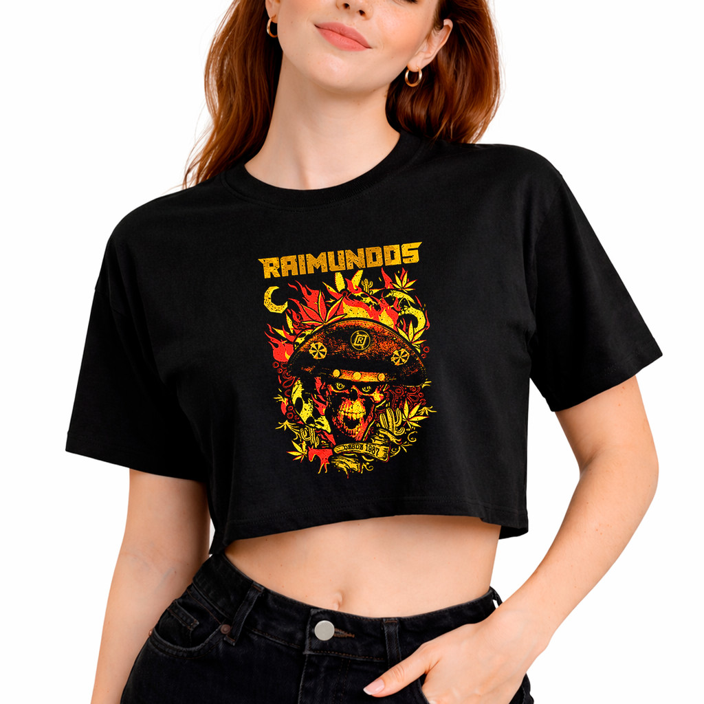 Cropped Oversized Raimundos Sertão Cangaceiro Cavalo Caveira