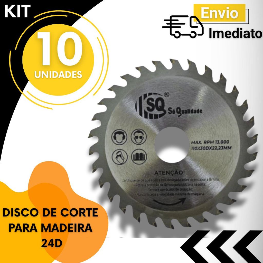 Disco 30D para Madeira Uso Geral Multiuso Kit 3 5 6 10 Peças Construção
