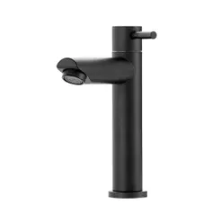 Torneira Para Banheiro Em Aço Inox Fosco Baixa Amazonas Pingoo - Preto