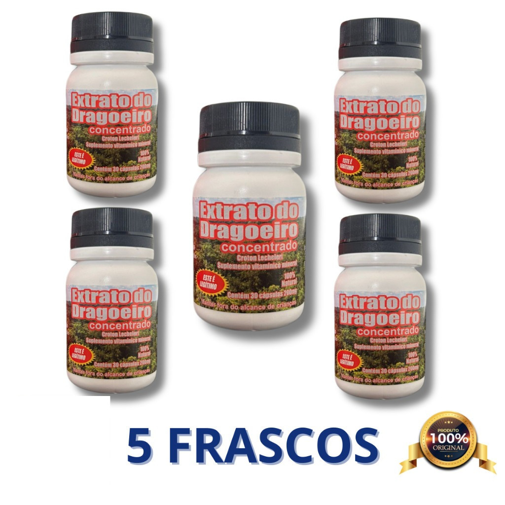 Kit 5 Un Extrato De Dragoeiro Concetrado Natural Em Cápsulas Original - Suplemento Natural