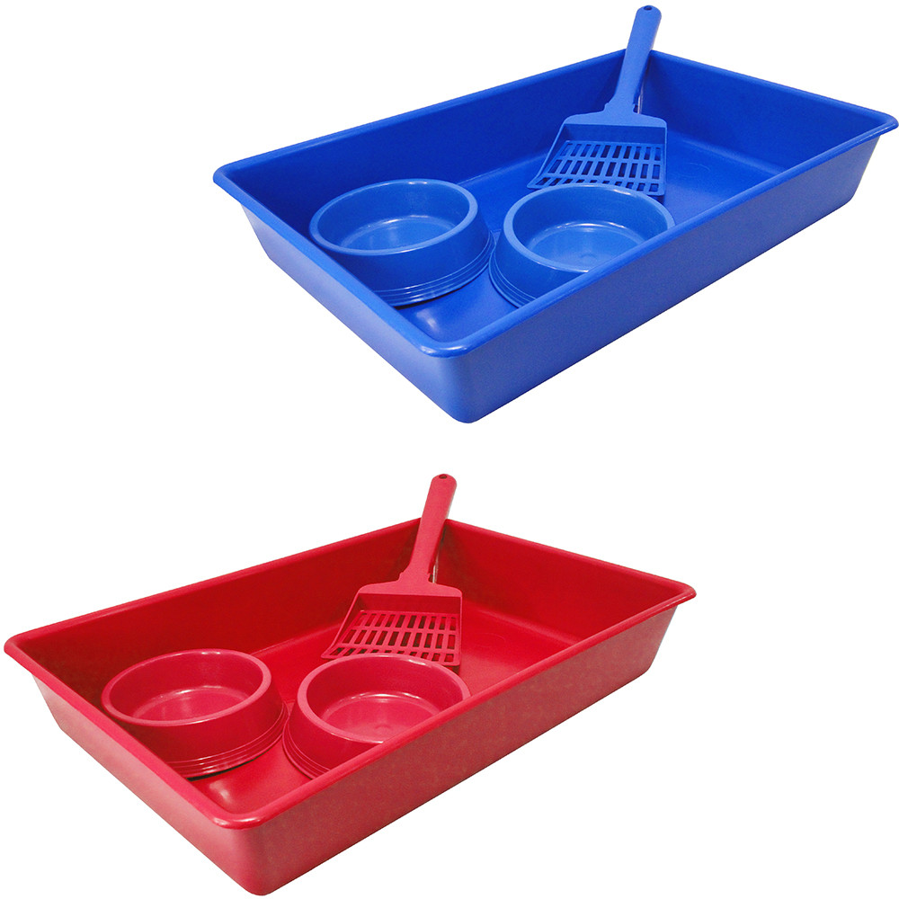 BANDEJA HIGIENICA COM 2 COMEDOURO BEBEDOURO 200ML + PA HIGIENICA PARA GATOS