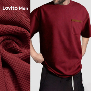Lovito Camiseta Masculina Casual Para Festa Plissada Vermelha Para Primavera/verão L169ED024 em Oferta na Shopee