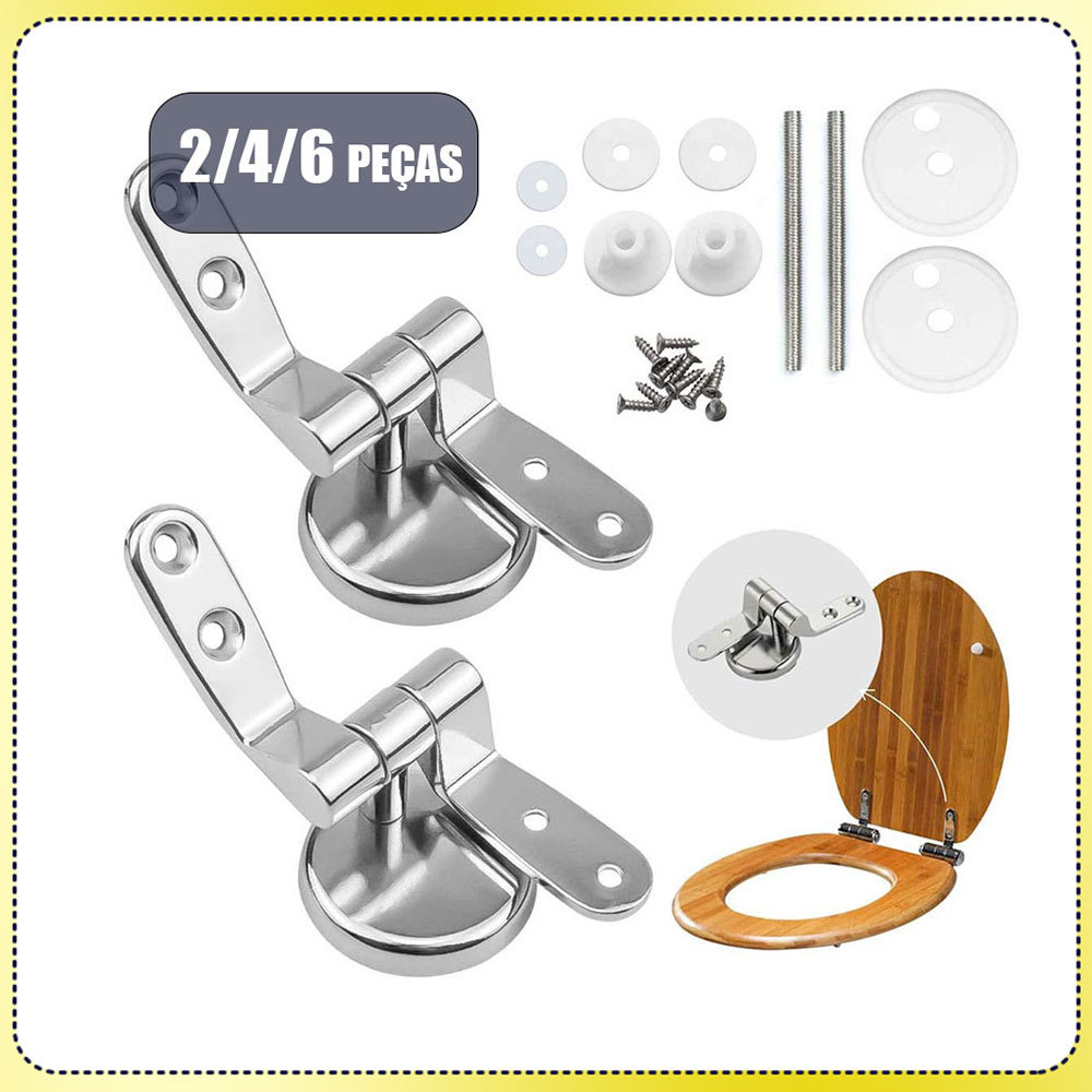 Dobradiça para assento sanitário em liga de zinco Suporte fixo Dobradiça para assento sanitário Kit 2/4/6
