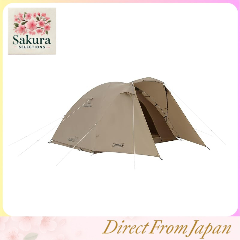 Coleman Tough Wide Dome VI/3025 (Greige) Camping Tent Disaster Preparedness Easy to Assemble With Vestibule For 4-5 People Water Resistance 1500mm Includes Pegs, Ropes, Hammer, and Storage Case Equipped with Air Circulation System