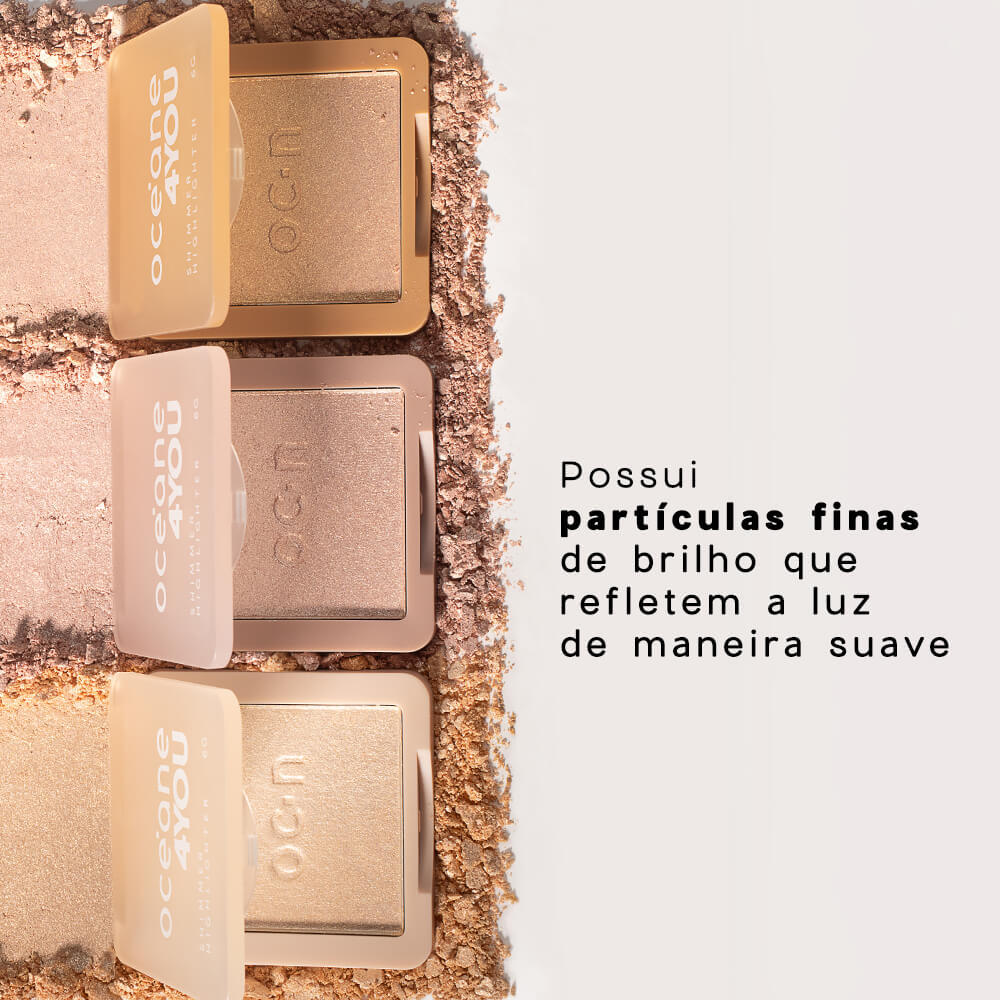 Detalhes do Iluminador Facial Dourado - Shimmer Highlighter Gold 4you 6g