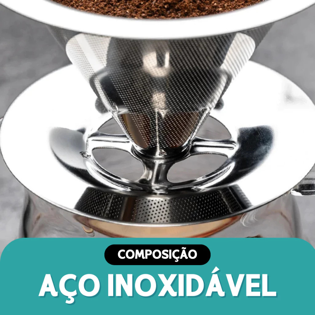Coador 102/103 Filtro Café Inox Pegador Com Silicone - Peneiro Aço Reutilizável - Promoção