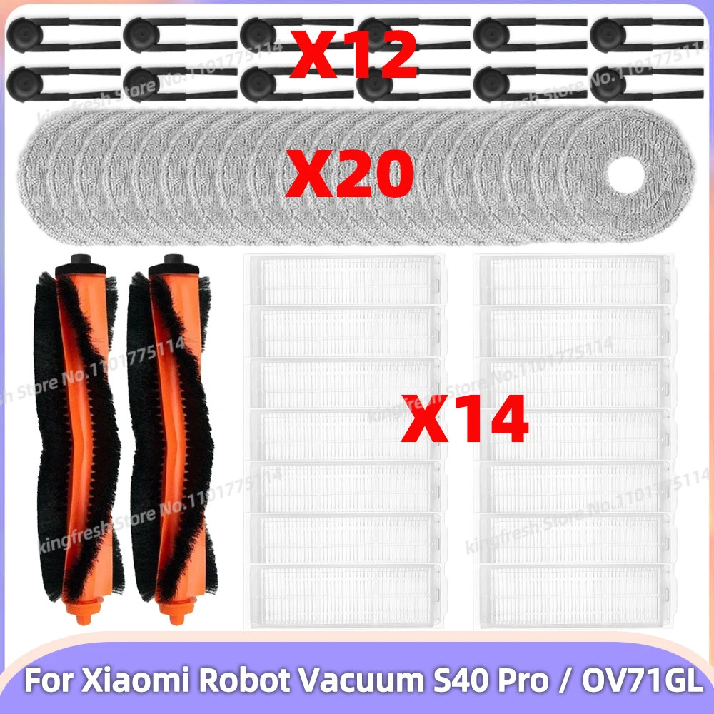 Compatível Para (Xiaomi Robô Vácuo S40 Pro/OV71GL) Peças De Rolo Principal Escova Lateral Mop Pano Filtro HEPA Acessório