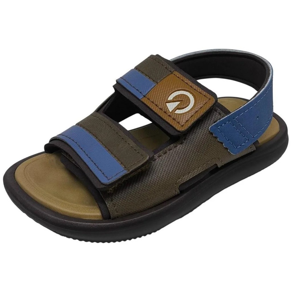 SANDALIA INFANTIL MENINO CARTAGO MINI III MARROM/CASTOR/AZUL 12461