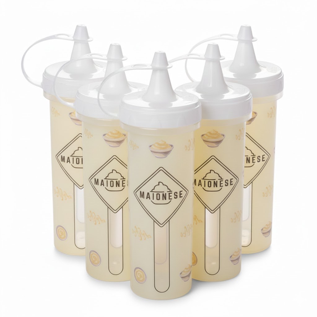 KIT 5 BISNAGA DECORADA MAIONESE 250ML PLASUTIL