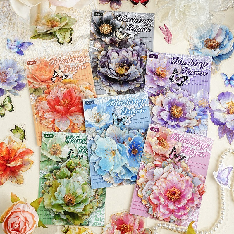 Journamm 20 Pçs Flores Pré-Cortado Scrapbooks Adesivos Floral Para DIY Artesanato Planejadores Diário Caderno Decoração 