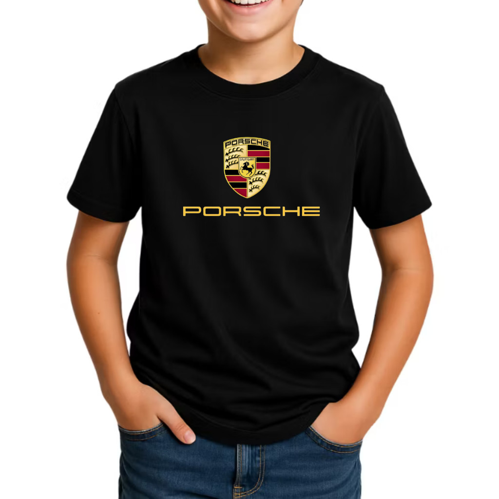 Camiseta Porsche Infantil Juvenil Estampada Camisa 100% Algodão Alta Qualidade Tendencia Lançamento