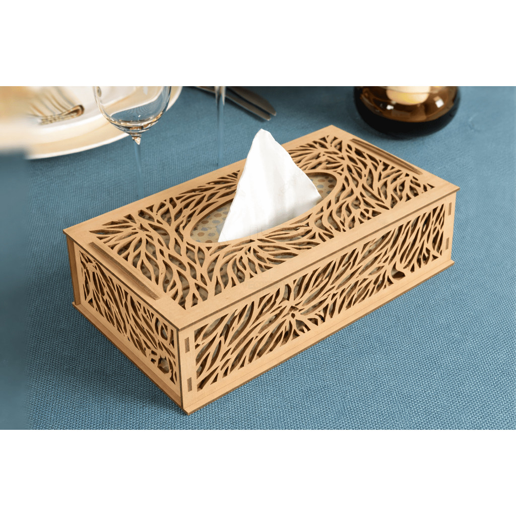 Porta Lenço MDF Vazado Decorativo Luxo | Caixa Porta Papel Toalha Elegante para Mesa, Sala e Cozinha