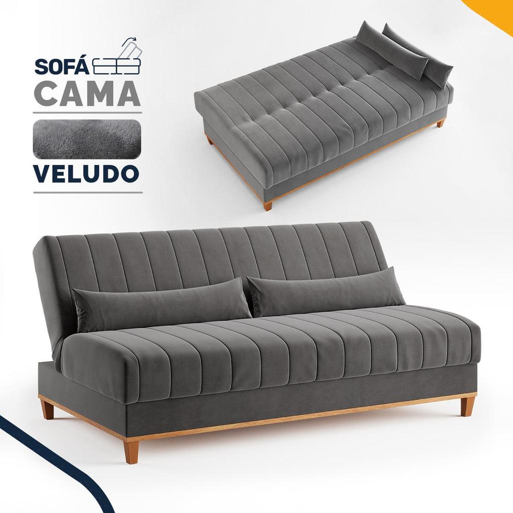 Sofá Cama Reclinável 3 Lugares Espuma Fibra Siliconada Campeche Linho 180cm