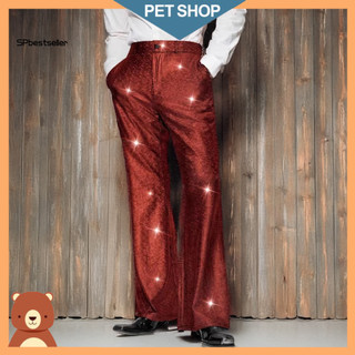 Suit Pants Sequins Trousers Men's Shiny Sequin Wide Leg with Pockets – Stylish Wedding, Nightclub, Dance, Streetwear f