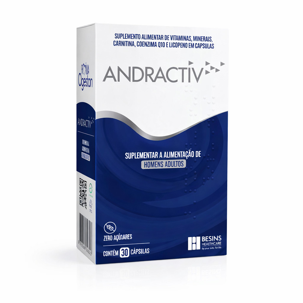 Andractiv 30 Cápsulas | Fertilidade Masculina | Ômega 3 + CoQ10 + Zinco + Vitaminas