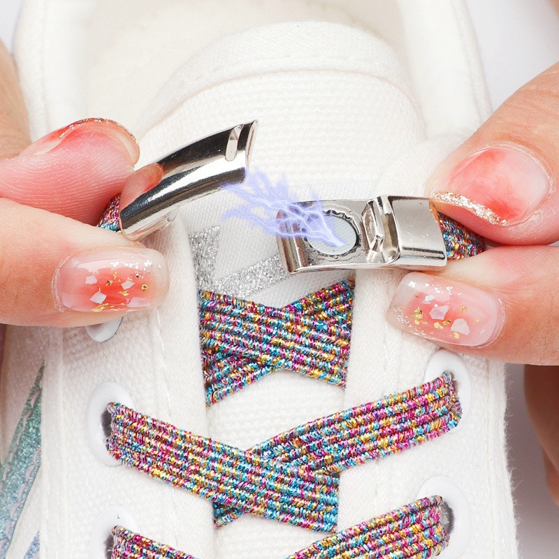 Novos Cadarços Magnéticos Elásticos Sem Amarração para Crianças e Adultos, Cadarços Preguiçosos, Tamanho Único para Todo