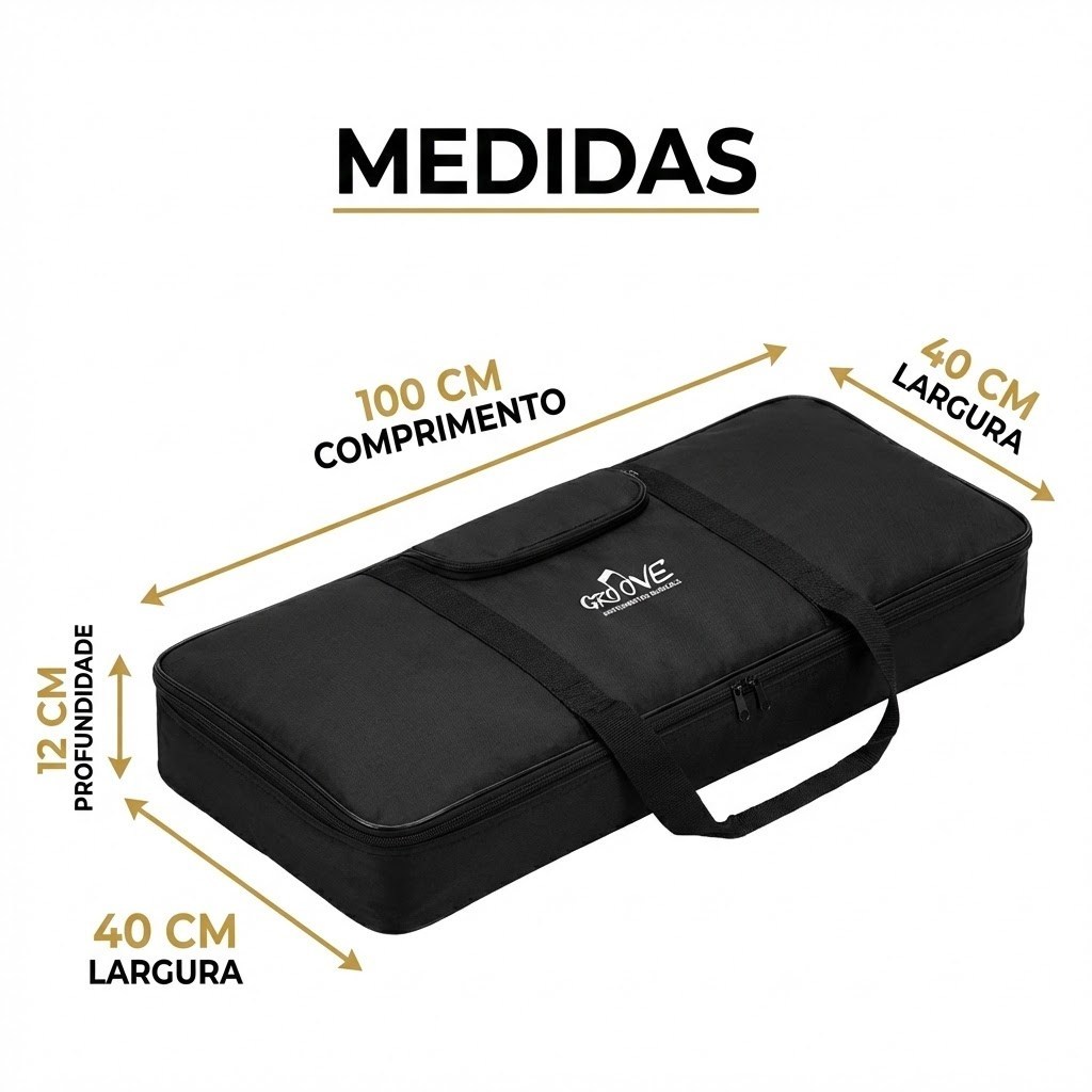 Capa bag Teclado Musical 100cm Acolchoada Resistente À Água Com Bolso Externo — imagem 2 de 2