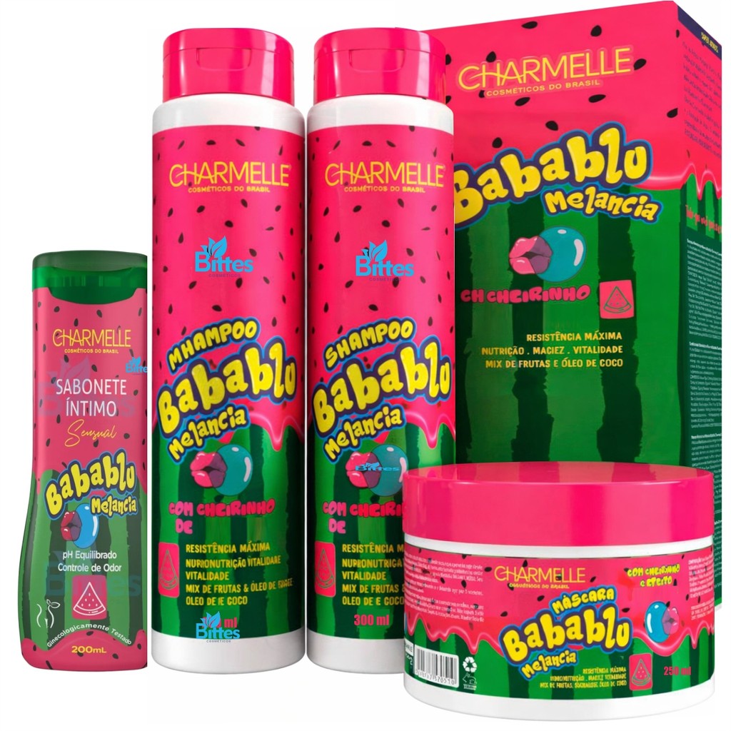 10 Kits Babablu Melancia Charmelle Hidronutrição Hidratação Capilar