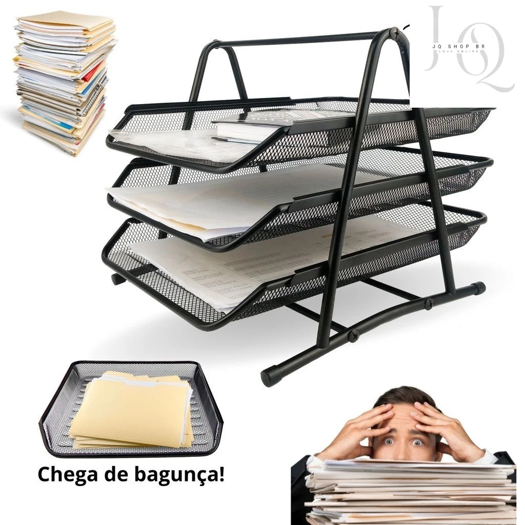 Organizador de Mesa Bandeja com Prateleiras 2/3/4 Andares Porta Papel Documentos Escritório