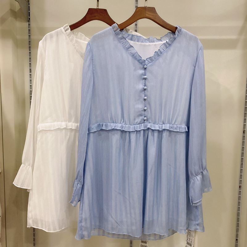Cor grávida primavera Chiffon topo maternidade wear maternidade fada elegante topo profissional estilo elegante roupa de