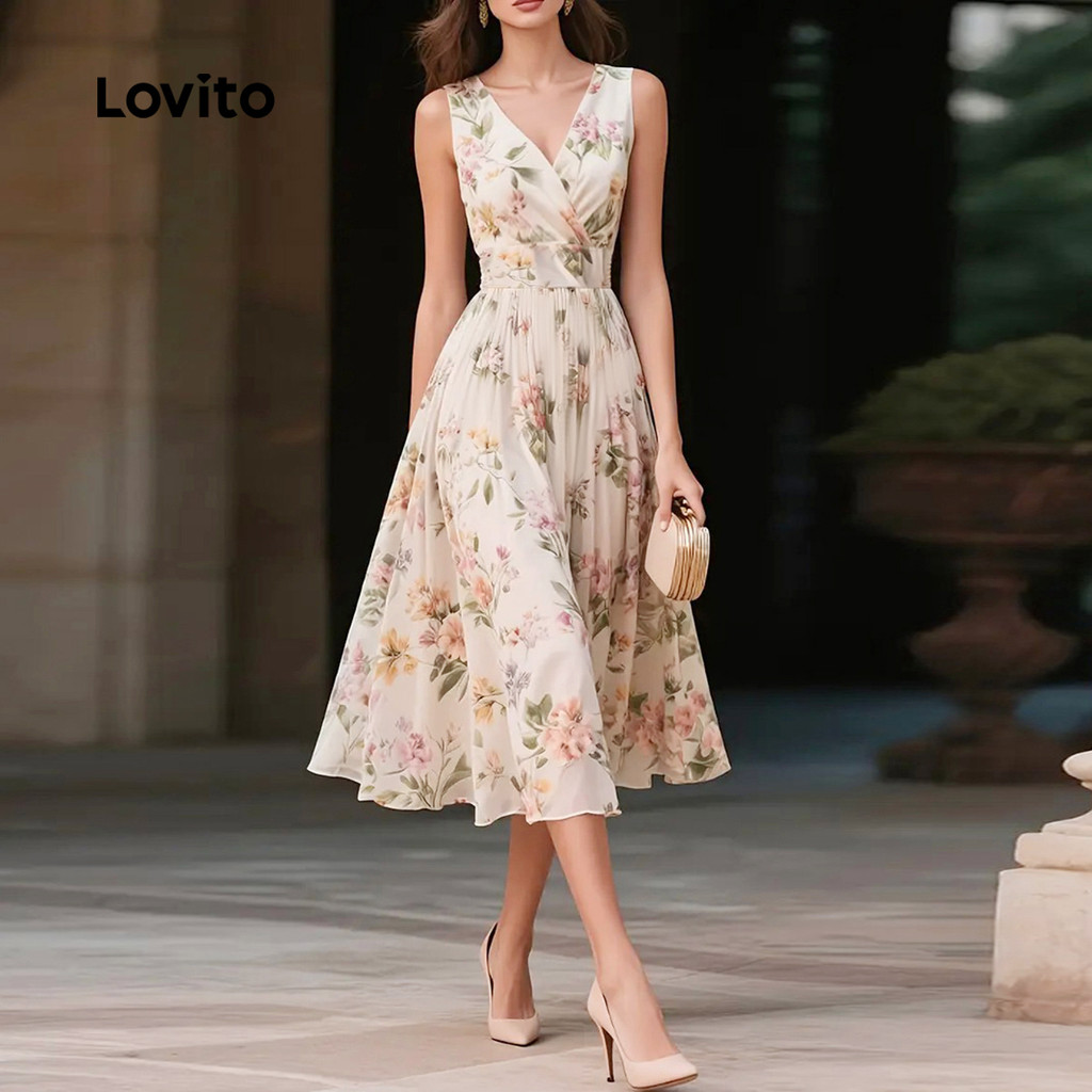 Lovito Elegante Vestido com Babados para Primavera/verão para mulheres L154ED406 · foto 2