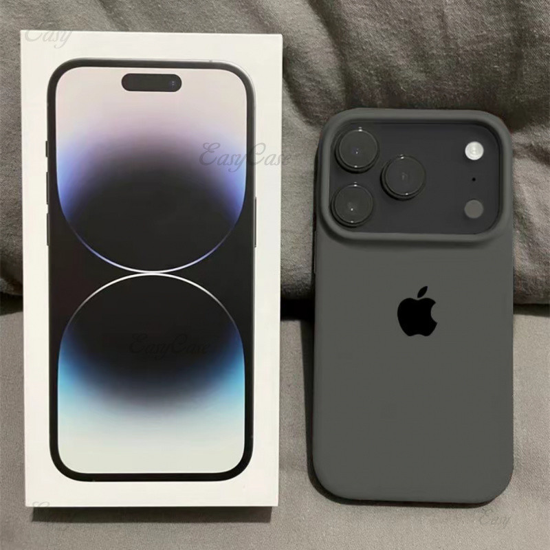 Adequado para iPhone 17 16 15 14 13Pro Capa de telefone de cor sólida de Silicone líquido, Design de furo grande, proteç