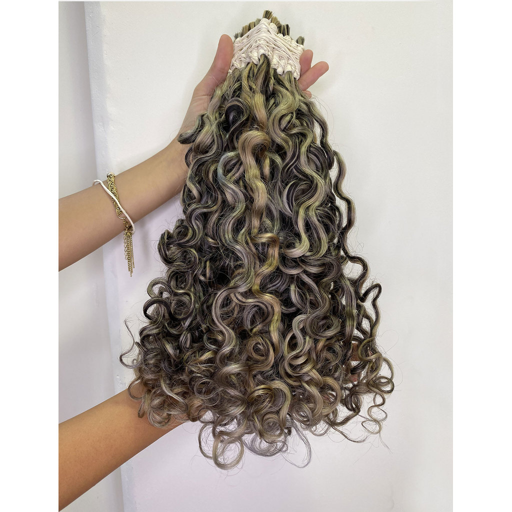 Cabelo Humano Brasileiro Cacheado Caipira Iluminado 65 CM Para Megahair - 100% Humano Envio Imediato