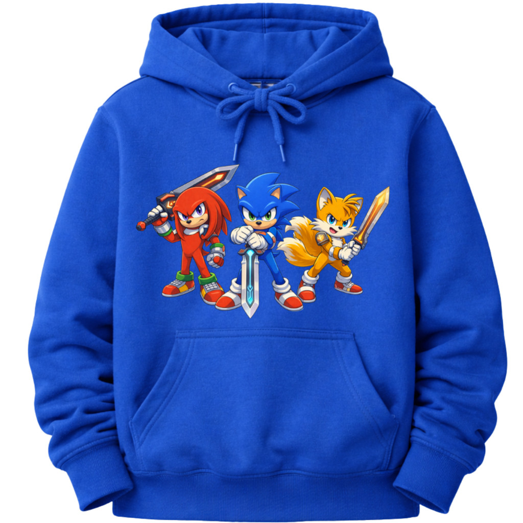 Moletom Infantil Sonic Tails Knuckles Casaco Capuz Blusa Frio Menino Gamer Roupa Personagem Infantil Estampa Premium Top