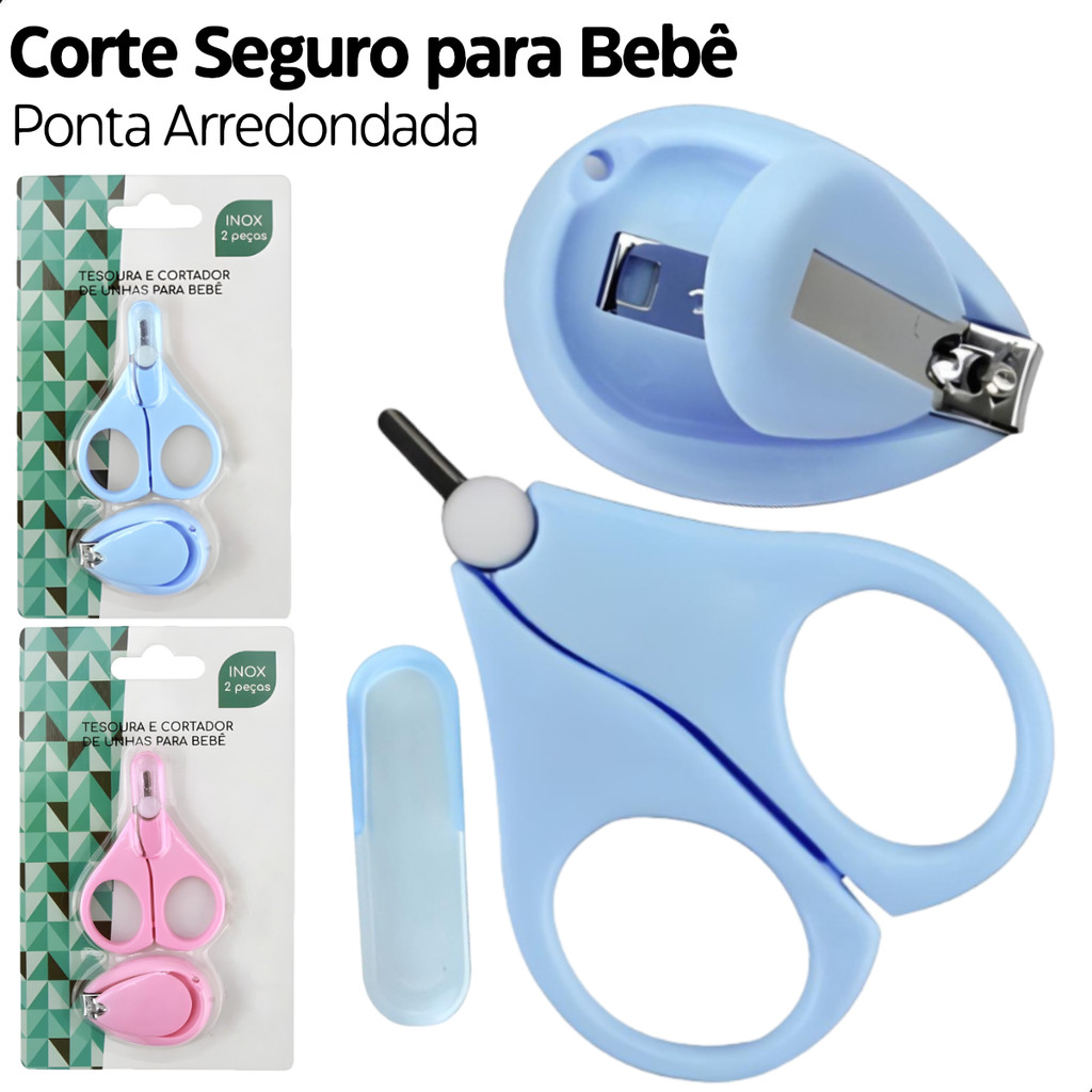 Kit Higiene Bebê para Unha Tesoura Cortador Seguro Recém Nascido Cuidados