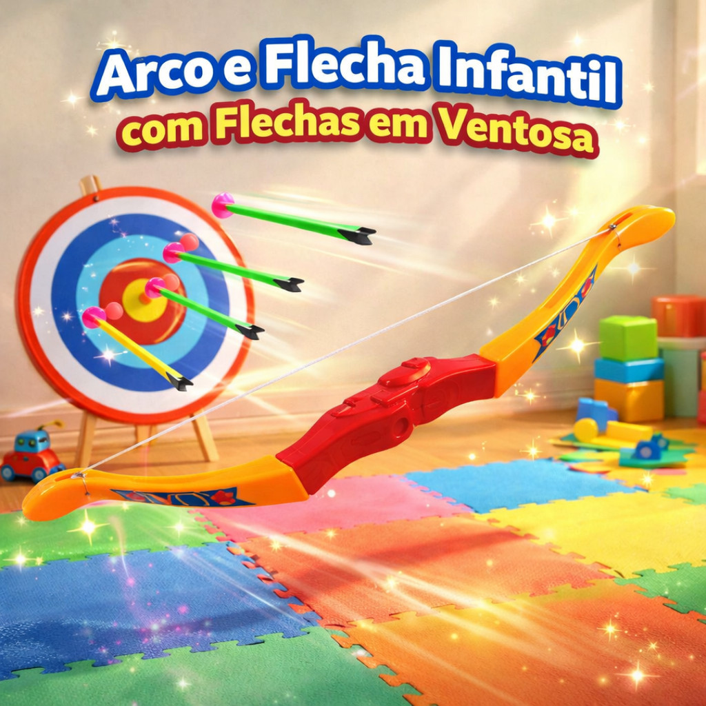 Arco Em Flexa Infantil Com Flechas Em Ventosa