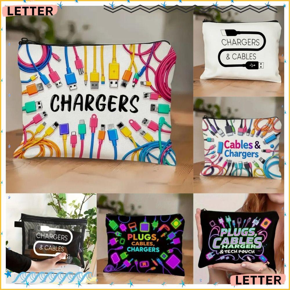 Bolsa De Armazenamento Para Carregador De Letras , Organizadora De Cabos De Lona De Grande Capacidade Eletrônica Com Fec