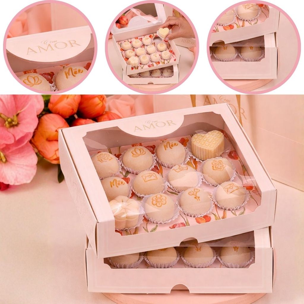10 CAIXA PARA 20 DOCES C/ VISOR TULIPAS 4929 ( DIA DAS MÃES JANGO 2026 ) OUTLET