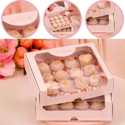 10 CAIXA PARA 20 DOCES C/ VISOR TULIPAS 4929 ( DIA DAS MÃES JANGO 2026 ) OUTLET