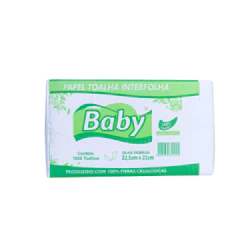 Papel Toalha Interfolha 2 Dobras Folha Simples 100% Celulose 1.000 folhas Baby