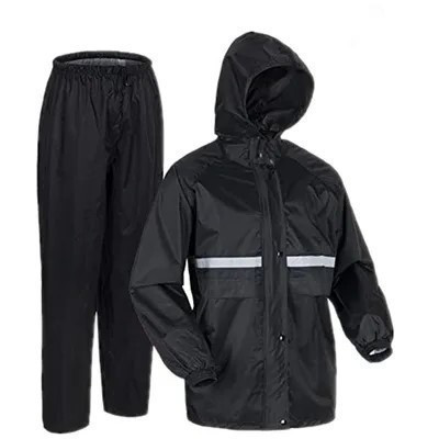 Capa de Chuva Conjunto Completo Para Motoqueiro Adulta Masculina Feminina Com faixas de advertência e um capô
