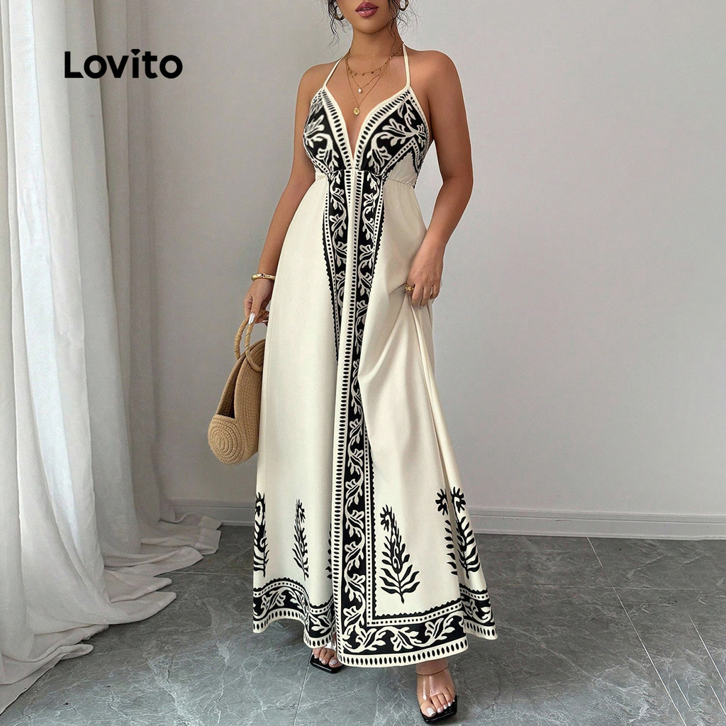 Vestido Feminino Lovito Férias Nacional Sem Costas Vestido Primavera/verão LK3LD389