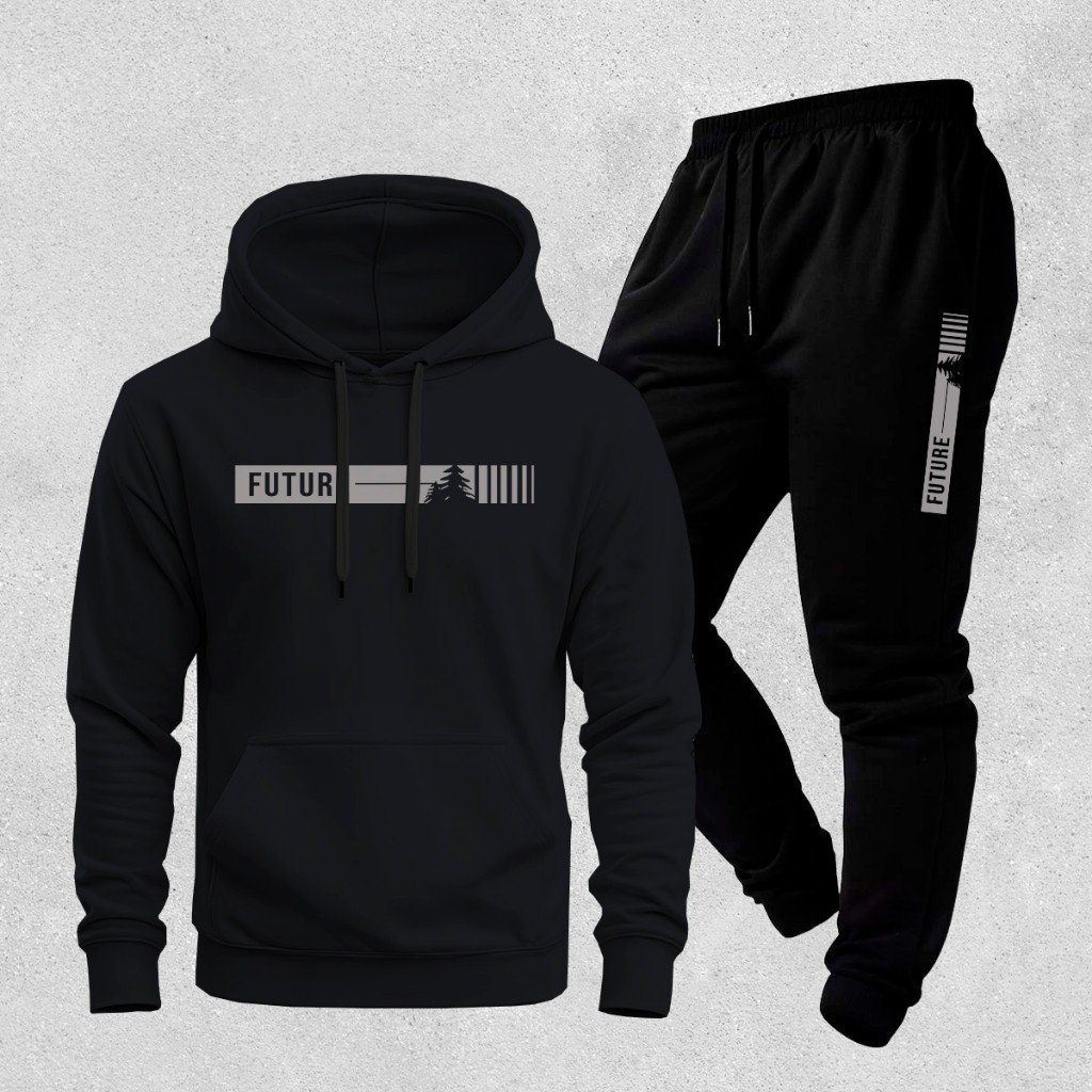 Conjunto Moletom Unissex Future Com Capuz e Calça Jogger Casual Inverno Estiloso Confortável