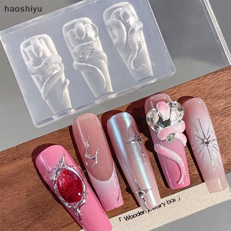 HAO 1/3 Pçs 3D Prego Silicone Escultura Molde Cobra DIY Decoração Do Arte Beleza Charme Produtos De Unhas BR
