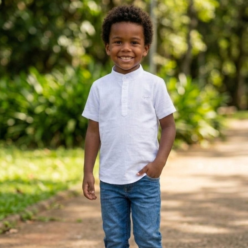 Bata Ogochi Infantil Manga Curta Gola Padre Slim