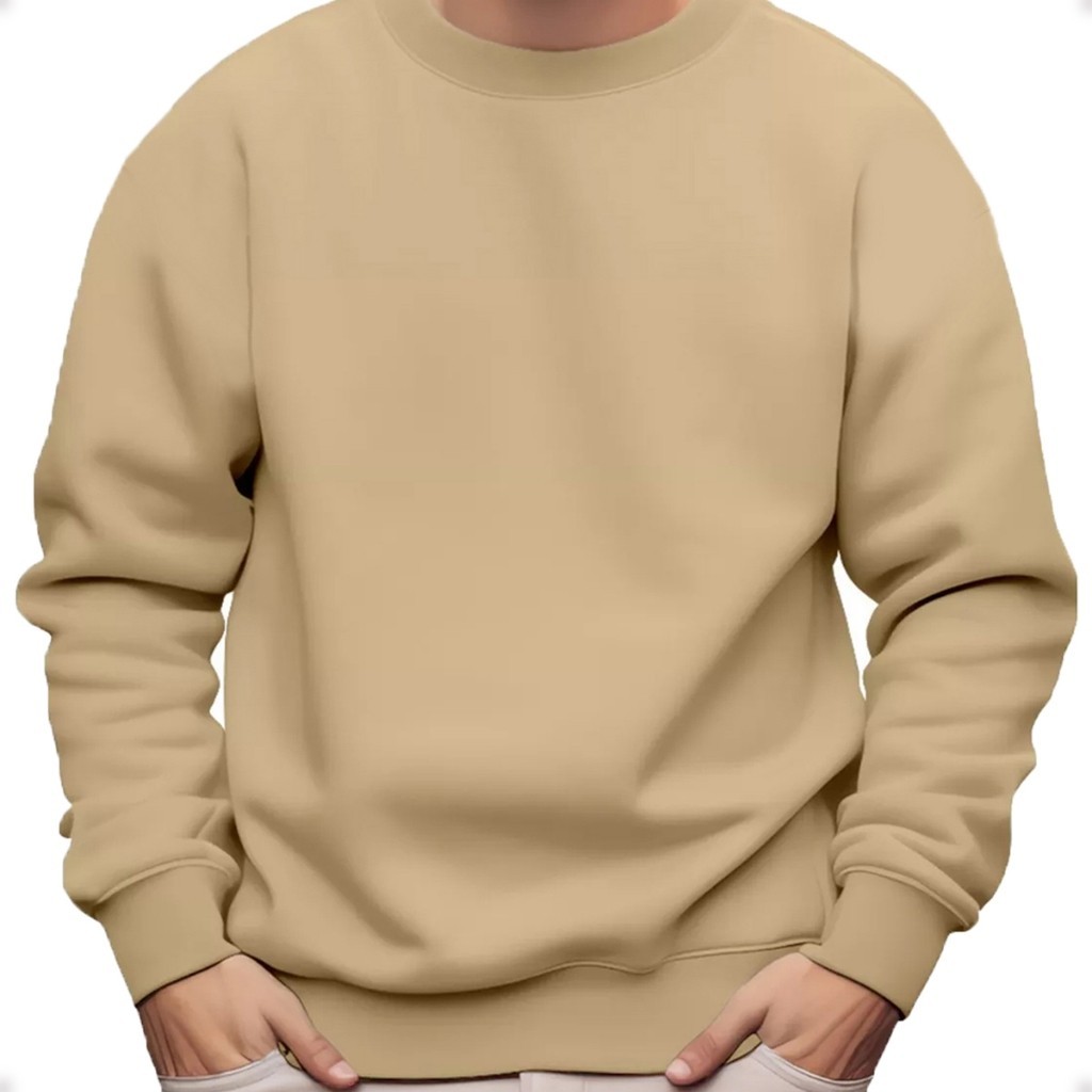 Moletom Gola Redonda Unissex Blusa De Frio Careca Casaco Feminino Masculino Flanelado Sem Estampa Algodão TAMANHO REal