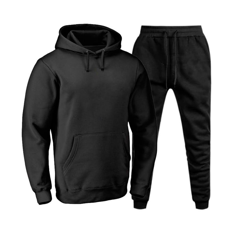 Conjunto Moletom Liso Básico Algodão Flanelado Confortável com Bolso e Capuz do P ao G1